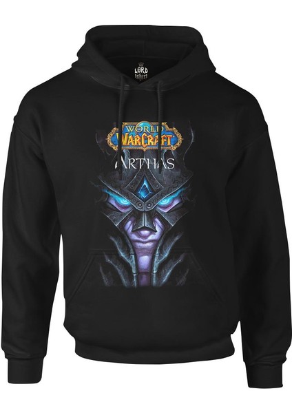 World Warcraft - Arthas Siyah Erkek Fermuarsız Kapşonlu