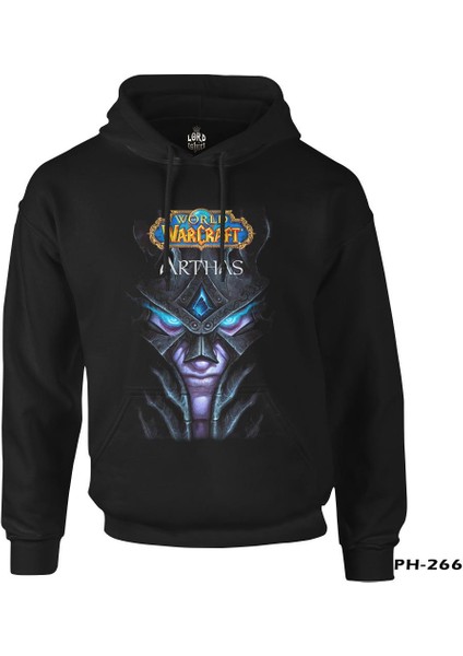 World Warcraft - Arthas Siyah Erkek Fermuarsız Kapşonlu