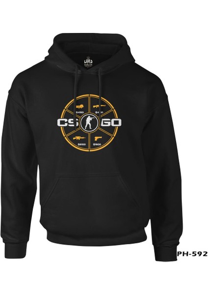 Counter Strike - Go Siyah Erkek Fermuarsız Kapşonlu