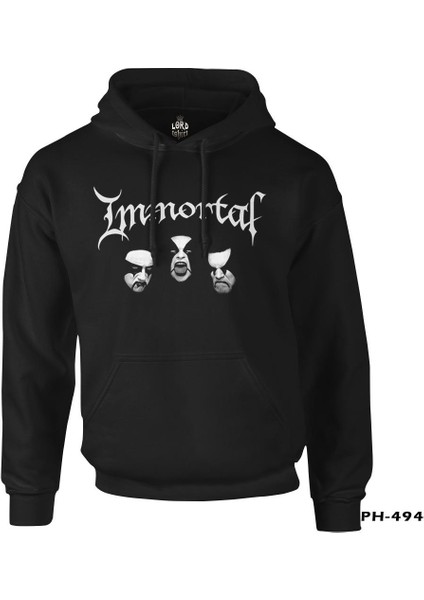 Immortal Siyah Erkek Fermuarsız Kapşonlu