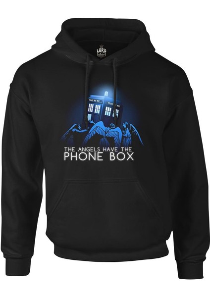 Doctor Who - Angels Have The Phone Box Siyah Erkek Fermuarsiz Kapşonlu