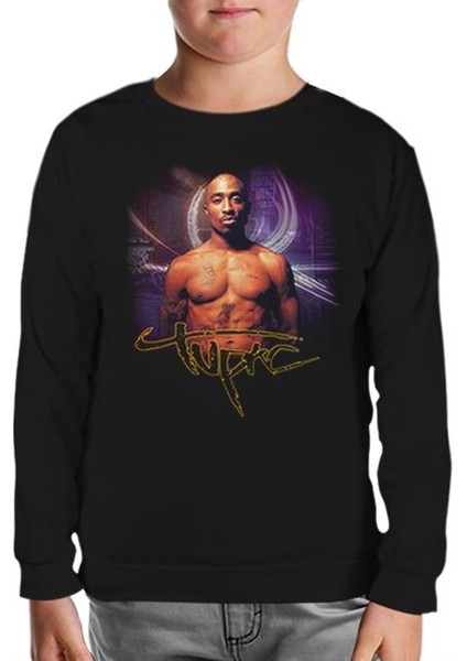 Tupac Shakur Siyah Çocuk Sweatshirt