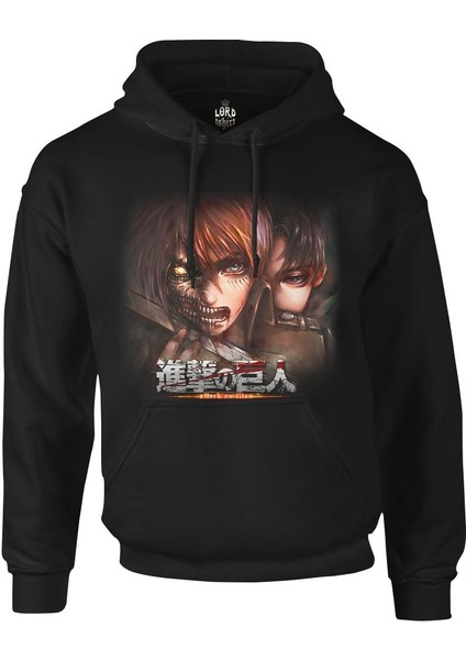 Attack On Titan Siyah Erkek Fermuarsız Kapşonlu