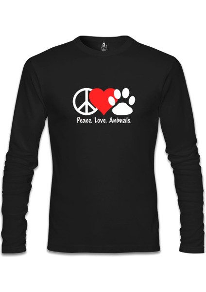 Peace Love Animals Siyah Erkek Sweatshirt