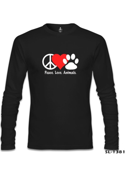 Peace Love Animals Siyah Erkek Sweatshirt fiyatları