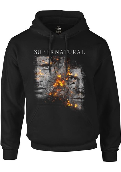 Supernatural - Winchester Siyah Erkek Fermuarsız Kapşonlu