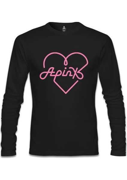 Apink - Logo Kalp Siyah Erkek Sweatshirt