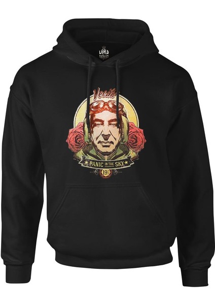 Vecihi Siyah Erkek Fermuarsiz Kapşonlu