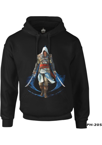 Assassin's Creed 6 Siyah Erkek Fermuarsız Kapşonlu