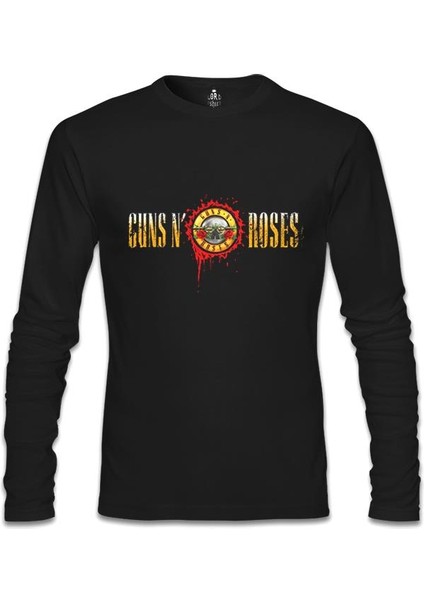 Guns N Roses - Drops Logo Siyah Erkek Sweatshirt