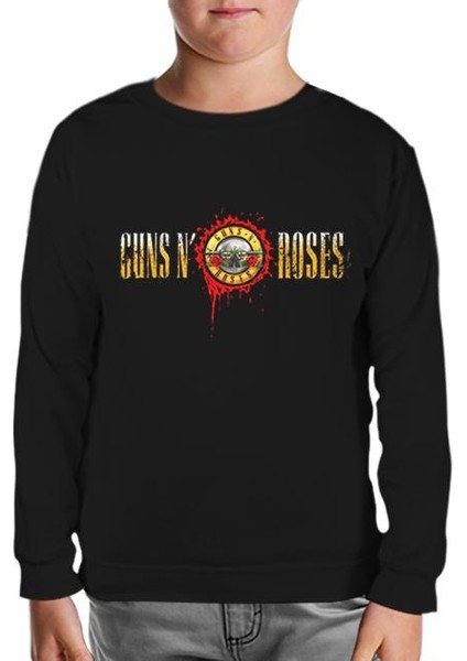 Guns N Roses - Drops Logo Siyah Çocuk Sweatshirt