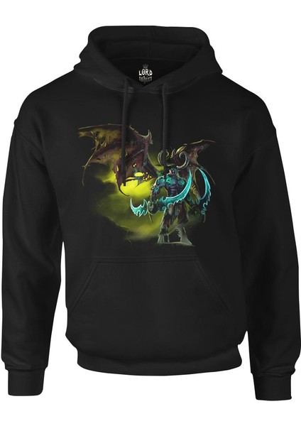World Of Warcraft - Illidan Stormrage Siyah Erkek Fermuarsız Kapşonlu