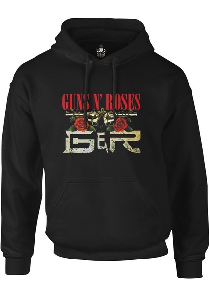 Guns N' Roses Siyah Erkek Fermuarsız Kapşonlu