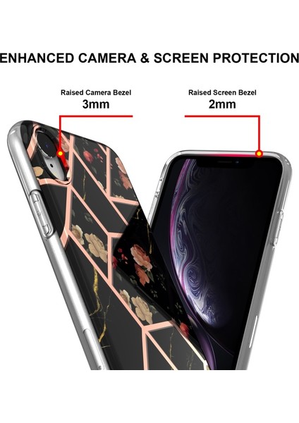 Apple iPhone Xr Için Çizilmeye Düşmeye Dayanıklı Mermer Desenli Galvanik Imd Iml Yumuşak Tpu Kılıf - Siyah (Yurt Dışından) fırsatları