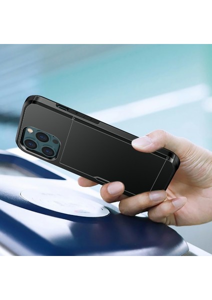 Apple iPhone 13 6.1 Inç Uyumlu Kart Tutuculu Pc + Tpu Hibrit Telefon Kılıfı - Yeşil (Yurt Dışından) fırsatları