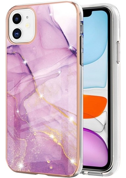 Apple iPhone 11 Için Imd Galvanik Mermer Desenli Telefon Kılıfı - Pembe (Yurt Dışından)