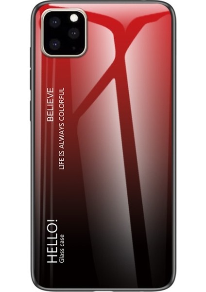 Apple iPhone 11 Pro Max Için Gradyan Renkli Temperli Cam + Pc + Tpu Hibrit Telefon Kılıfı - Kırmızı (Yurt Dışından) fiyatları