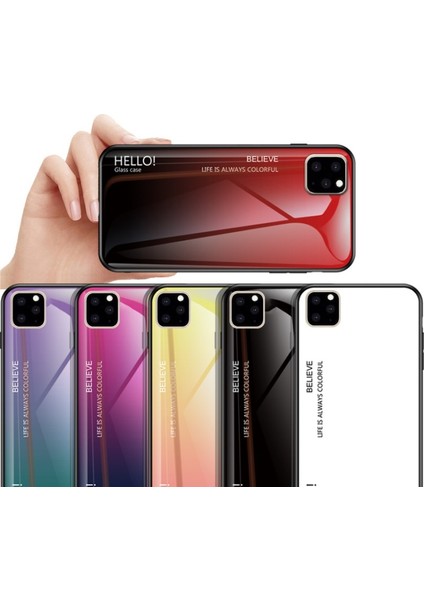 Apple iPhone 11 Pro Max Için Gradyan Renkli Temperli Cam + Pc + Tpu Hibrit Telefon Kılıfı - Kırmızı (Yurt Dışından) modelleri