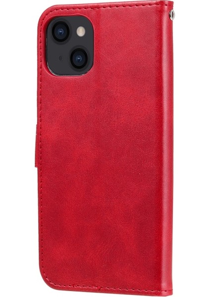 Apple iPhone 13 6.1 Inç Uyumlu Deri Cüzdan Telefon Kılıfı - Kırmızı (Yurt Dışından) fiyatları