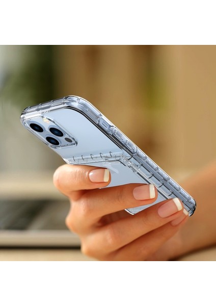 Apple iPhone 13 Pro Için Kartlıklı Gizli Aynalı Akrilik + Tpu Hibrit Kılıf - Şeffaf (Yurt Dışından)