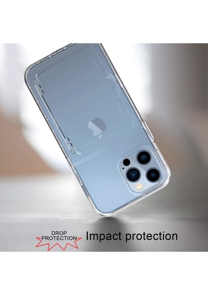 Apple iPhone 13 Pro Için Kartlıklı Gizli Aynalı Akrilik + Tpu Hibrit Kılıf - Şeffaf (Yurt Dışından)