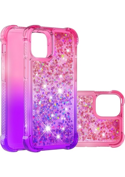 Apple iPhone 13 Pro 6.1 Inç Uyumlu Degrade Renkli Tpu Akrilik Telefon Kılıfı - Pembe / Mor (Yurt Dışından)