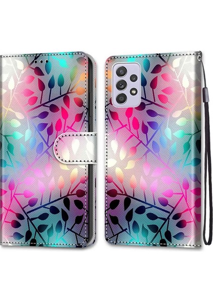 Samsung Galaxy A33 5g Için Desenli Baskılı Tam Korumalı Ipli Cüzdan Işlevli Stand Kapaklı Pu Deri + Tpu Telefon Kılıfı (Yurt Dışından)