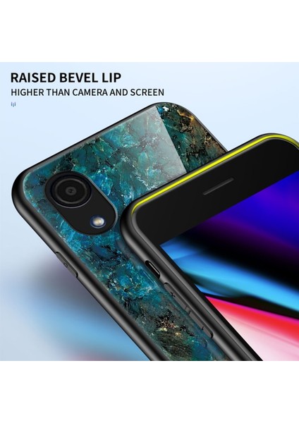 Samsung Galaxy A03 Core Mermer Desenli Darbeye Dayanıklı Temperli Cam + Pc + Tpu Hibrid Telefon Kılıfı (Yurt Dışından)