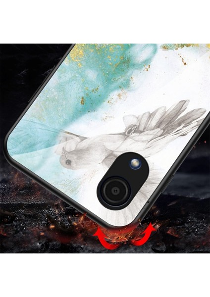 Samsung Galaxy A03 Core Mermer Desenli Darbeye Dayanıklı Temperli Cam + Pc + Tpu Hibrid Telefon Kılıfı (Yurt Dışından)