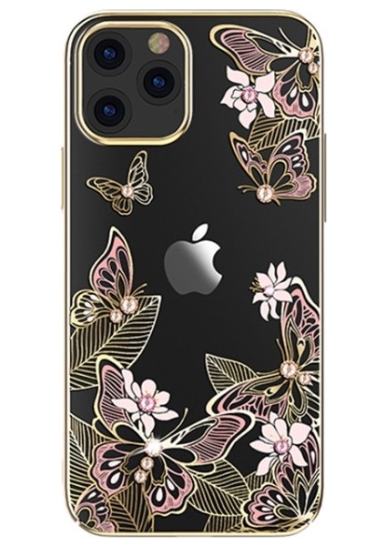 Apple iPhone 12 Için Butterfly Serisi Galvanik Swarovski Yapay Elmaslı Pc Telefon Kılıfı - Pembe/altın (Yurt Dışından) fiyatları