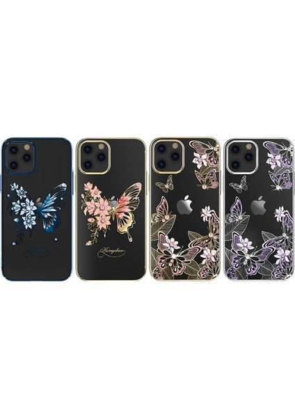 Apple iPhone 12 Için Butterfly Serisi Galvanik Swarovski Yapay Elmaslı Pc Telefon Kılıfı - Pembe/altın (Yurt Dışından) modelleri
