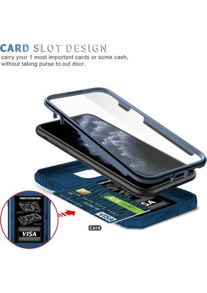 Apple iPhone 11 Pro Max Için Standlı Kamera Koruyuculu Pc + Tpu Telefon Kılıfı - Lacivert (Yurt Dışından) fiyatları