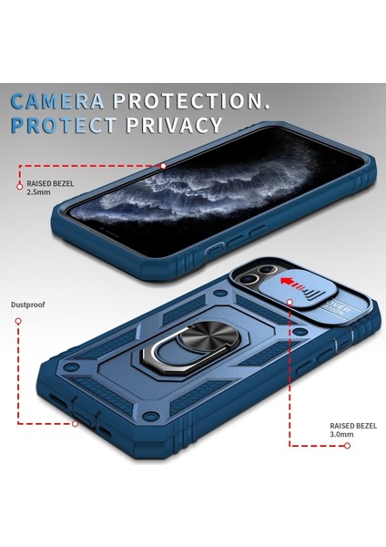 Apple iPhone 11 Pro Max Için Standlı Kamera Koruyuculu Pc + Tpu Telefon Kılıfı - Lacivert (Yurt Dışından) indirimleri