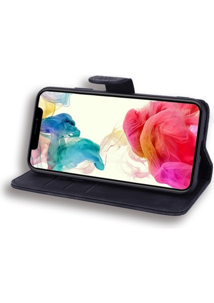 Apple iPhone 13 Pro Için Çiçek Desenli Cüzdan Tasarımlı Standlı Deri Kılıf - Siyah (Yurt Dışından)