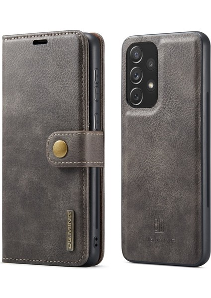 Deri Samsung Galaxy A73 5g Için Telefon Kılıfı - Gri (Yurt Dışından)