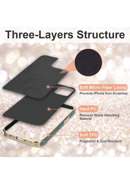 Apple iPhone 12 Için Renk Değiştiren Işıltılı Pc + Tpu Telefon Kılıfı - Altın (Yurt Dışından) fiyatları