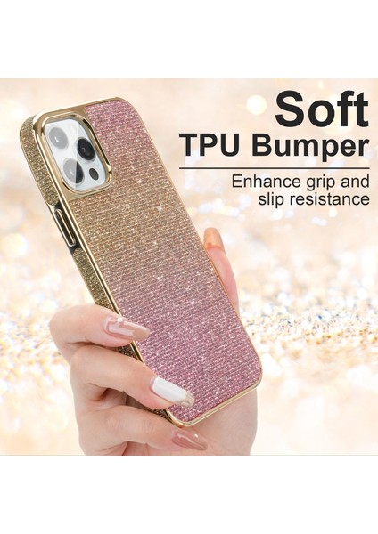 Apple iPhone 12 Için Renk Değiştiren Işıltılı Pc + Tpu Telefon Kılıfı - Altın (Yurt Dışından) indirimleri