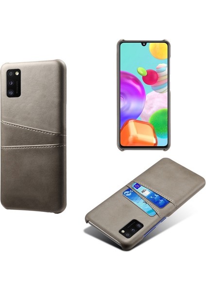 Pu Deri Kaplamalı Samsung Galaxy A41 Için Telefon Kılıfı - Gri (Yurt Dışından)
