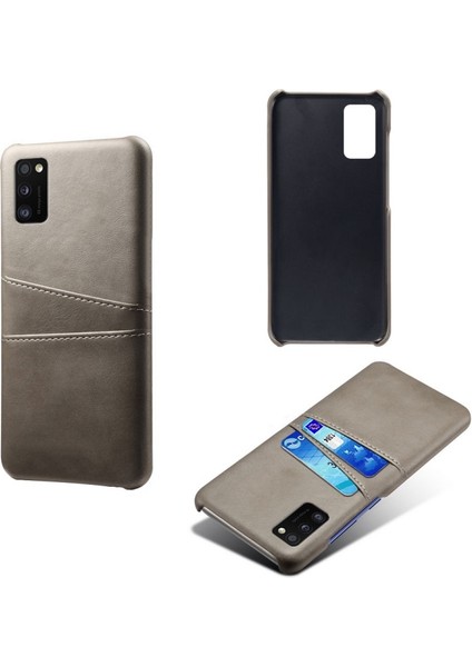 Pu Deri Kaplamalı Samsung Galaxy A41 Için Telefon Kılıfı - Gri (Yurt Dışından)