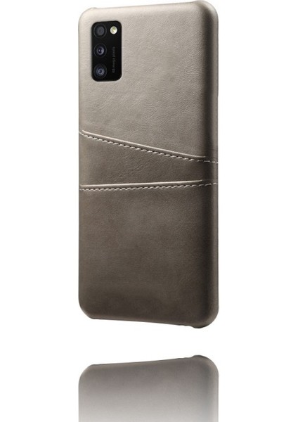 Pu Deri Kaplamalı Samsung Galaxy A41 Için Telefon Kılıfı - Gri (Yurt Dışından)