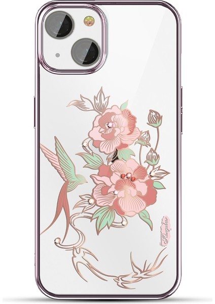 Apple iPhone 13 Için Çizilmez Yapay Elmaslı Galvanik Koruyucu Kılıf - Pembe Çiçek (Yurt Dışından)