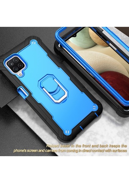 Samsung Galaxy A12 Için Telefon Kılıfı - Siyah / Mavi (Yurt Dışından) indirimleri