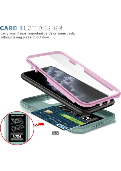 Apple iPhone 11 Pro Max Için Standlı Kamera Koruyuculu Pc + Tpu Telefon Kılıfı - Pembe/yeşil (Yurt Dışından) fiyatları