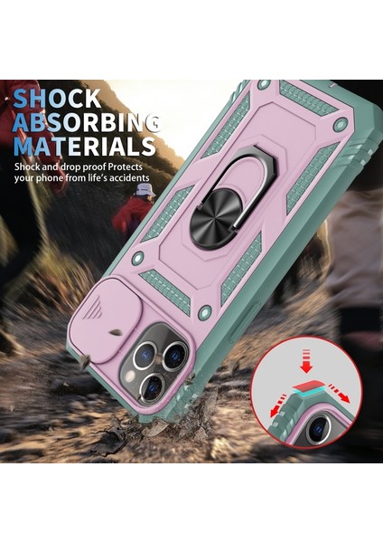 Apple iPhone 11 Pro Max Için Standlı Kamera Koruyuculu Pc + Tpu Telefon Kılıfı - Pembe/yeşil (Yurt Dışından) fırsatları
