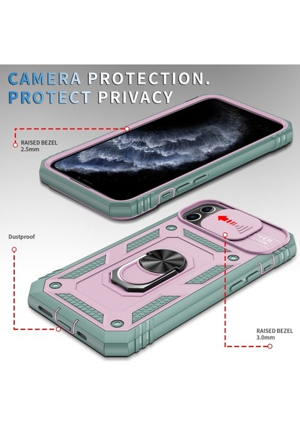 Apple iPhone 11 Pro Max Için Standlı Kamera Koruyuculu Pc + Tpu Telefon Kılıfı - Pembe/yeşil (Yurt Dışından) indirimleri