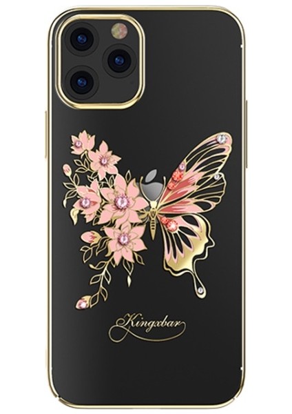 Apple iPhone 12 Için Butterfly Serisi Galvanik Swarovski Yapay Elmaslı Pc Telefon Kılıfı - Altın (Yurt Dışından) fiyatları