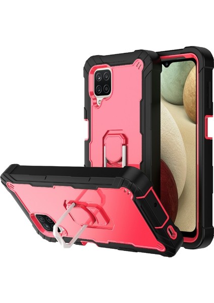 Samsung Galaxy A12 Için Telefon Kılıfı - Siyah / Kırmızı (Yurt Dışından)