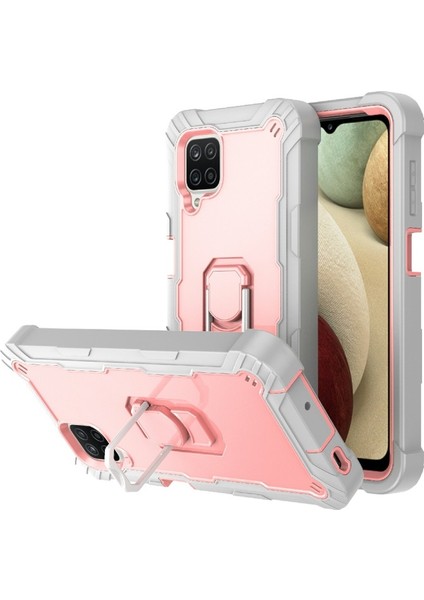 Samsung Galaxy A12 Için Telefon Kılıfı - Gri / Pembe (Yurt Dışından)