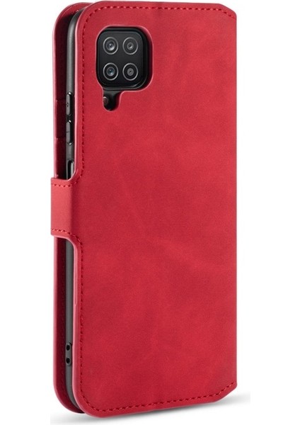 Samsung Galaxy A12 Deri Telefon Kılıfı - Kırmızı (Yurt Dışından)