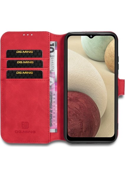 Samsung Galaxy A12 Deri Telefon Kılıfı - Kırmızı (Yurt Dışından)